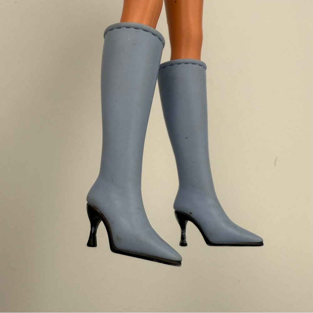 My Scene Barbie Doll Blue Point Toe Tall Knee‎ High Heels Boots Shoes GUC